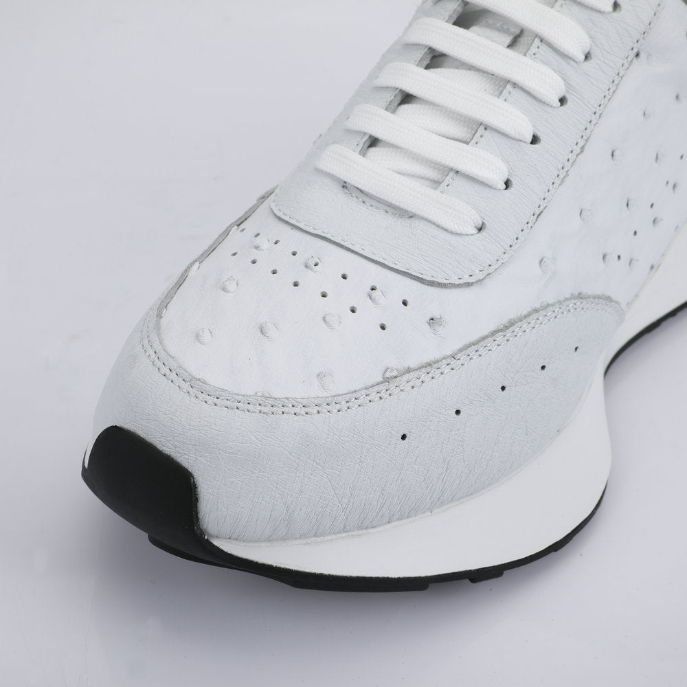 2023 New Ostrich Skin Men's Casual Shoes Genuine Leather Fashion Anti-Slip Sneakers