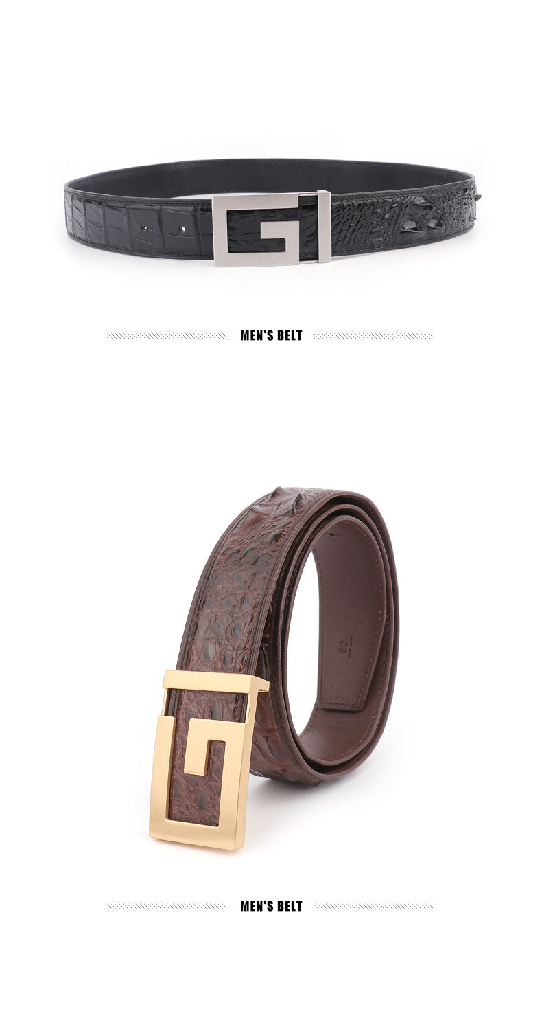 New Men's Belt Crocodile Skin Genuine Leather Unjointed Fashion Casual Men's Belt