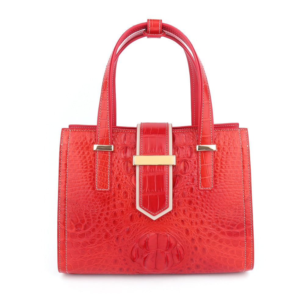 Siamese crocodile skin women bag fashion shoulder bag simple genuine leather shoulder bag
