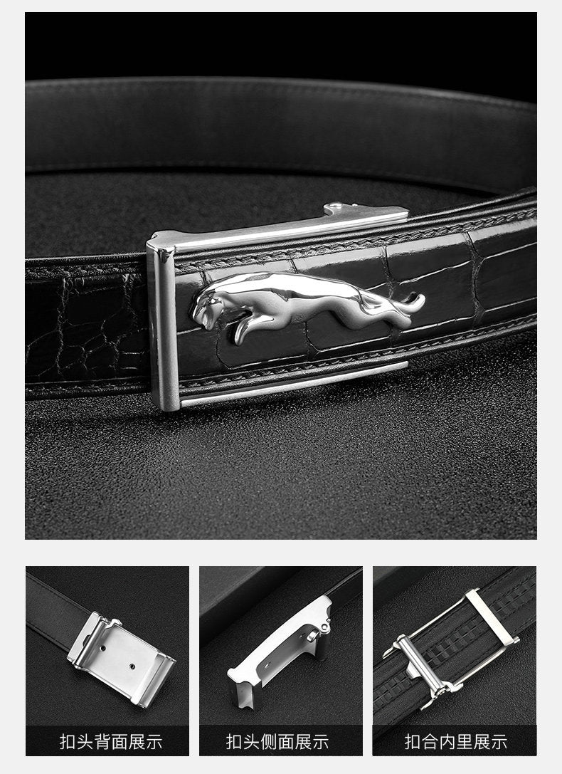 Men's Belt Siamese Crocodile Skin Genuine Leather Automatic Buckle Casual Men's Belt