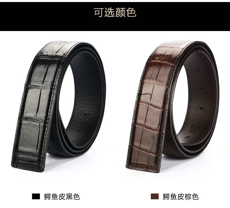 Crocodile skin belly skin without buckle men's belt genuine leather without splicing business casual plate buckle needle buckle men belt without buckle
