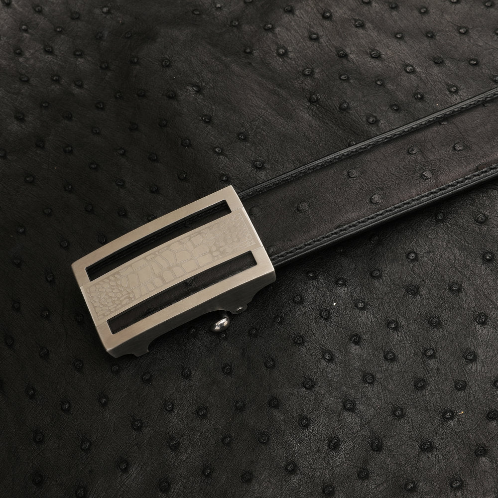 Ostrich leather genuine leather men's belt automatic buckle casual width 3.4cm men belt gift present