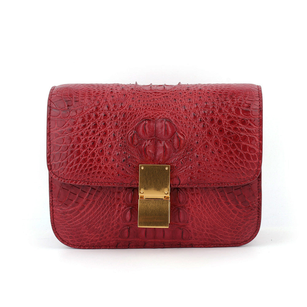 Siamese crocodile skin small square bag tofu bag shoulder bag ladies diagonal shoulder bag