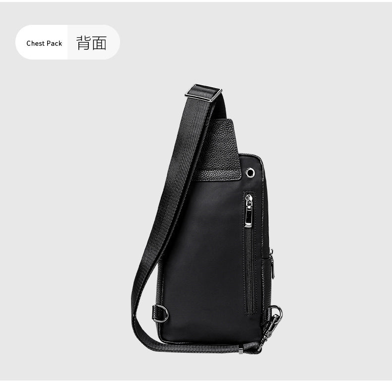 Men's bust bag cowhide Korean casual fashion simple crossbody bag