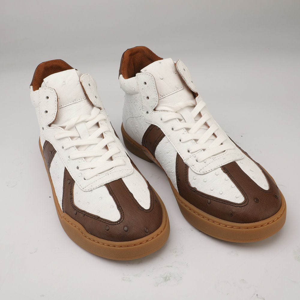 Ostrich skin genuine leather men's shoes fashion casual short boots
