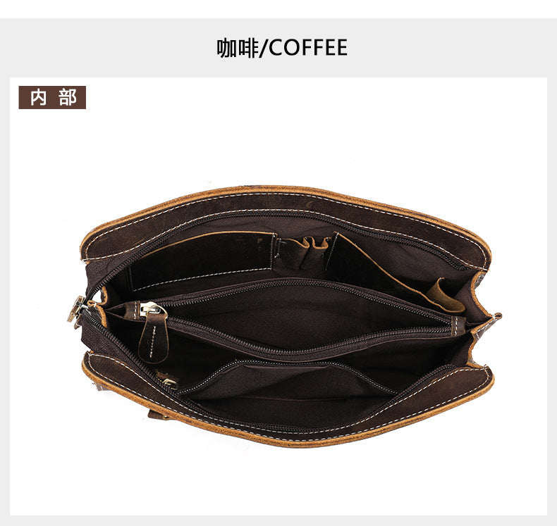 Men's Clutch Bag Cow Leather Crazy Horse Vintage Men's Handbag