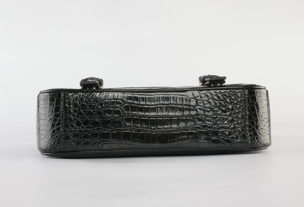 Siamese Crocodile Belly Skin Genuine Leather Cambridge Bag Men's Simple Commuting Casual Crossbody Shoulder Bag