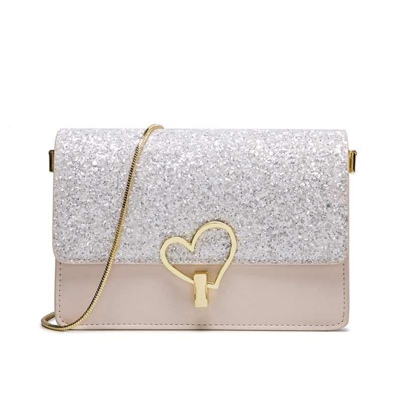 Ladies genuine leather fashionable chain bag sequin romantic starry sky bag shoulder bag
