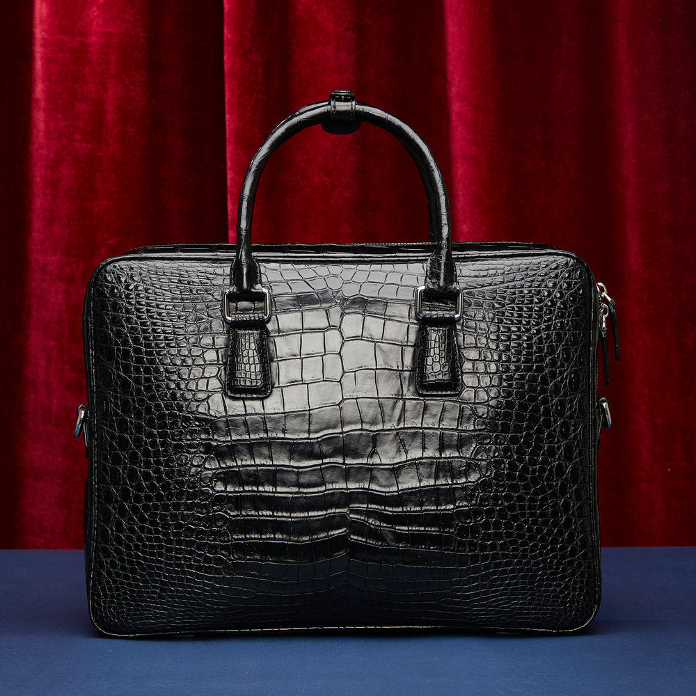Siamese Crocodile Skin Genuine Leather Men's Briefcase Handbag Casual Business Trip Commuting Business Bag Office Bag File Bag Handbag