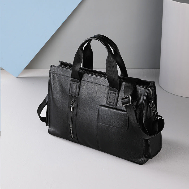 Men's handbag, genuine cowhide leather, computer bag, business large-capacity briefcase