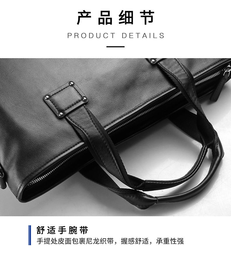 Men's Handbag Genuine Cowhide Leather Handbag Computer Bag Men's Business Briefcase