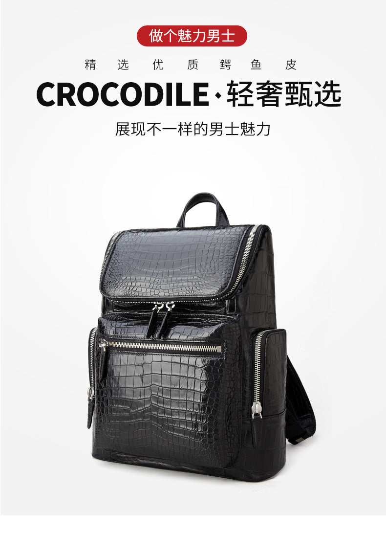Crocodile Belly Skin Men's Backpack Large Capacity Business Commuting Casual Business Travel Bag