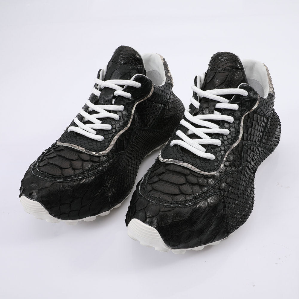 Python Skin Genuine Leather Men's Sneakers Sports Casual Shoes Fashion In Heels Men Shoes