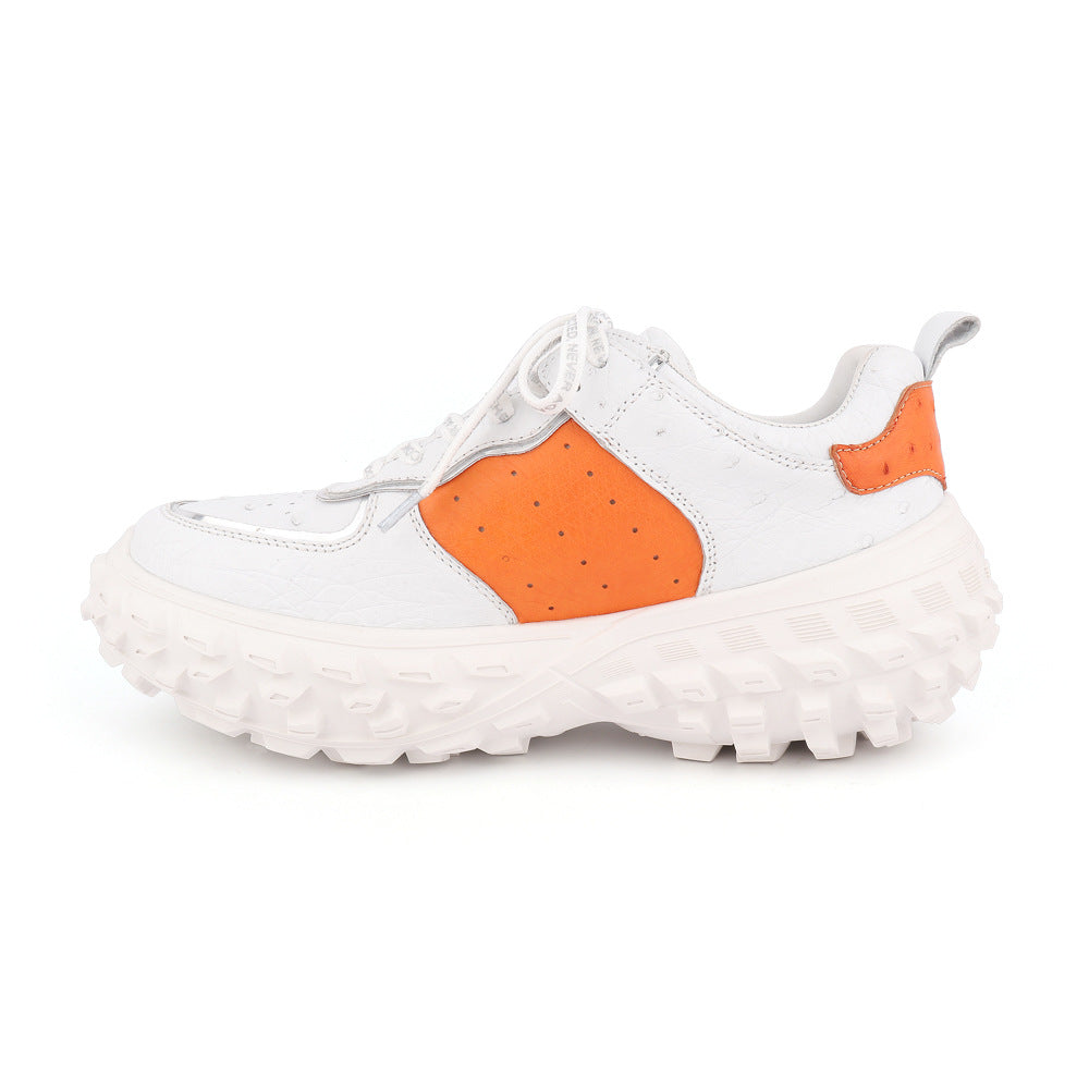 Ostrich skin genuine leather men's sneakers fashion wear-resistant men's shoes