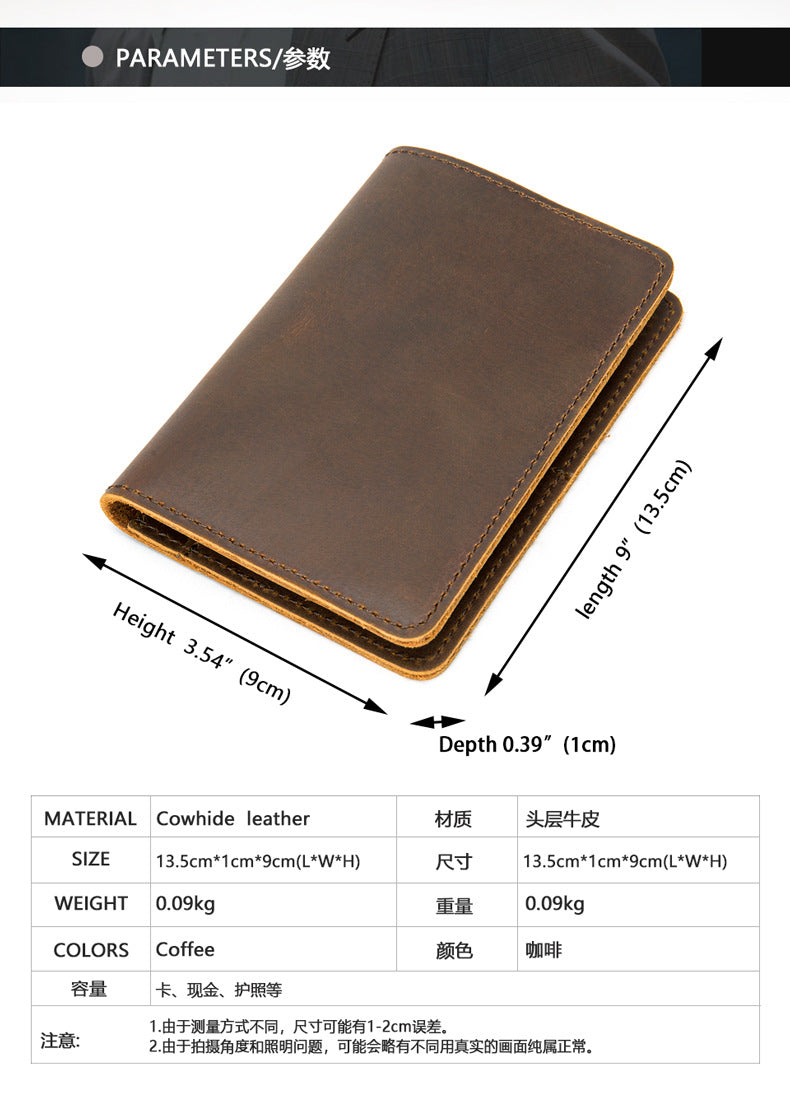 Men's Wallet Cow Leather Large Capacity Card Holder DIY Men's Wallet