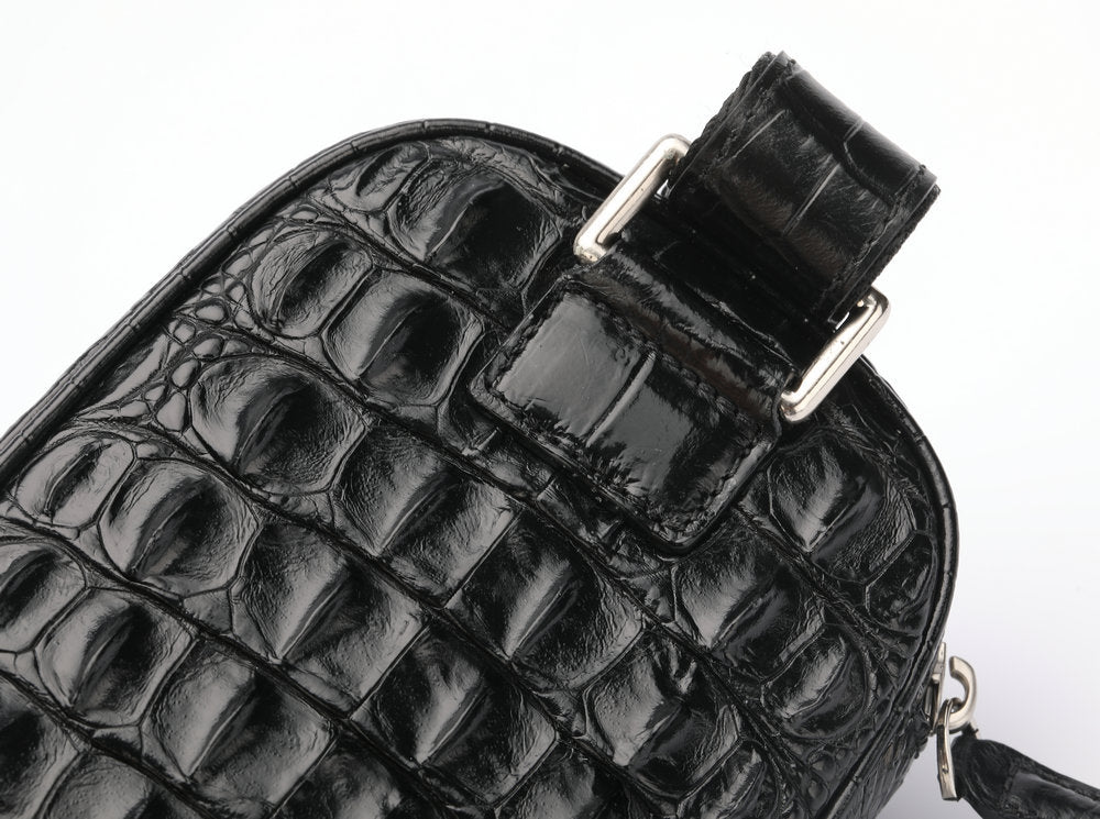 Crocodile Bone Skin Men's Bust Bag Genuine Leather Casual Outdoor Shoulder Bag Crossbody Bag Mini Fashion Waist Bag