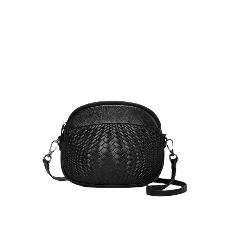 Women's bag Genuine leather small bag Stylish woven cowhide leather casual retro shoulder bag that goes with anything. Pochette