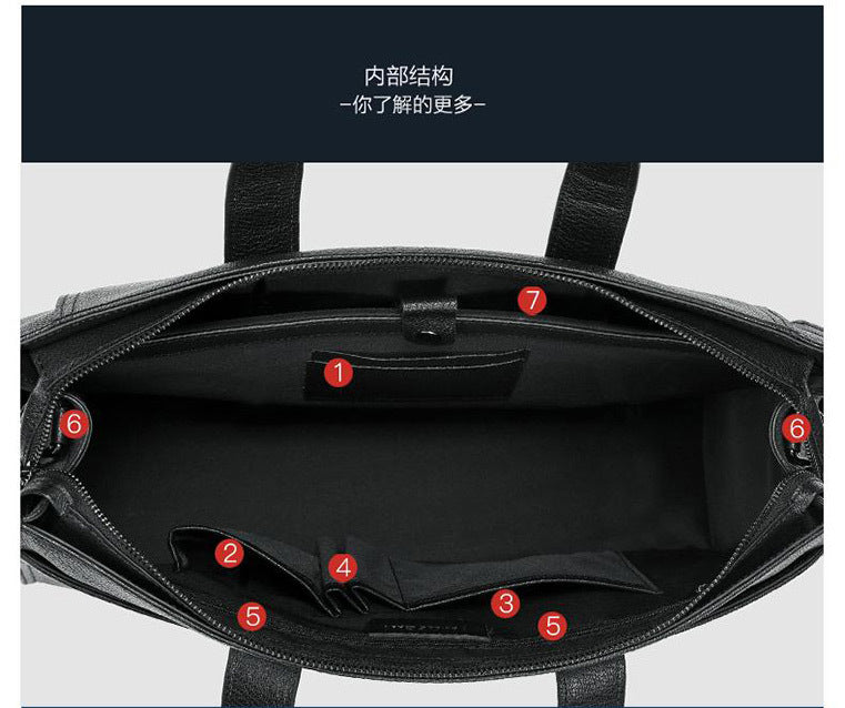Men's Briefcase Genuine Cowhide Leather Computer Bag Business Large Capacity Handbag Crossbody Bag