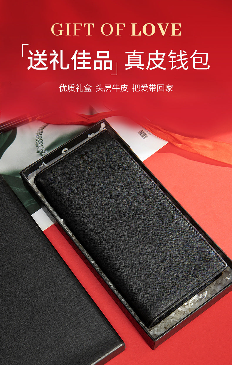 Men's long wallet, tanned leather, high quality coin purse, birthday gift, wallet for men