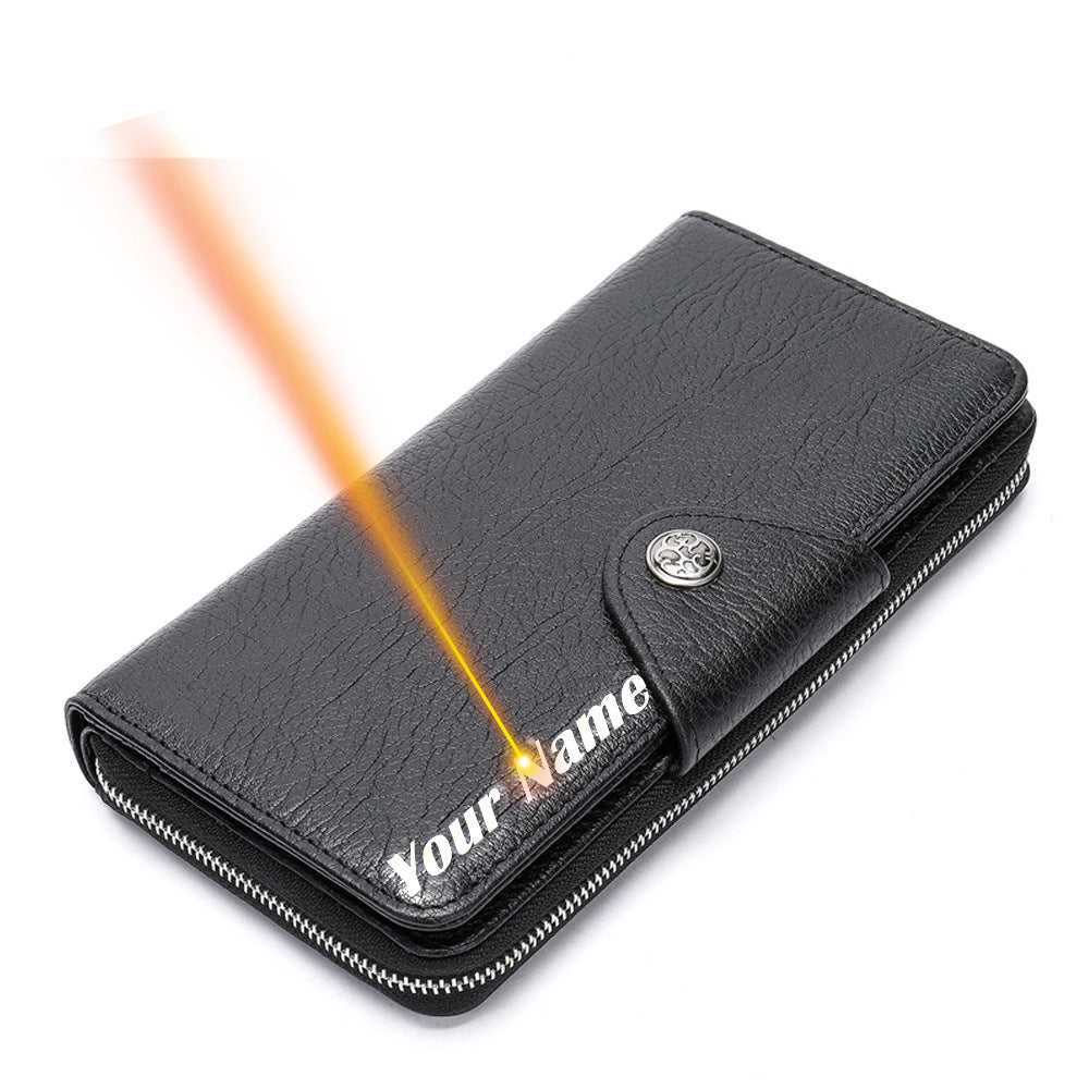 Men's long wallet made of cowhide genuine leather business simple card holder clutch bag men's wallet