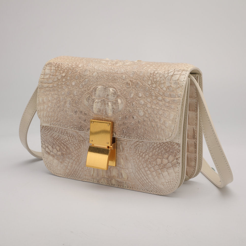Crocodile leather tofu bag ladies shoulder bag fashion genuine leather shoulder bag square bag