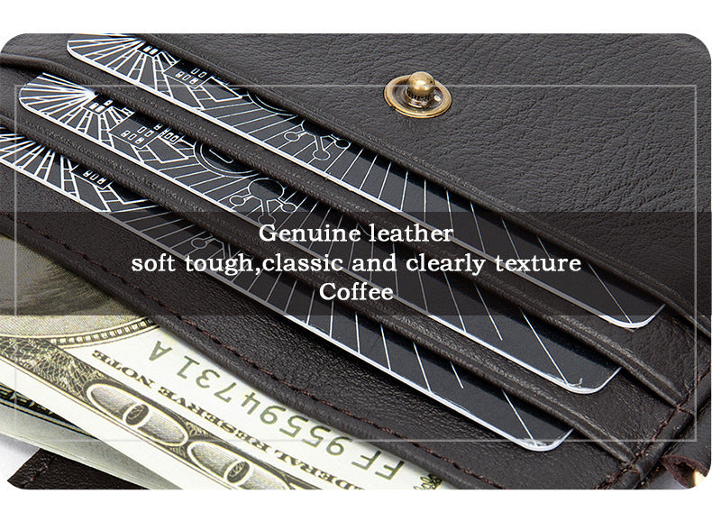 Men's wallet cowhide thin coin card holder casual card bag for men