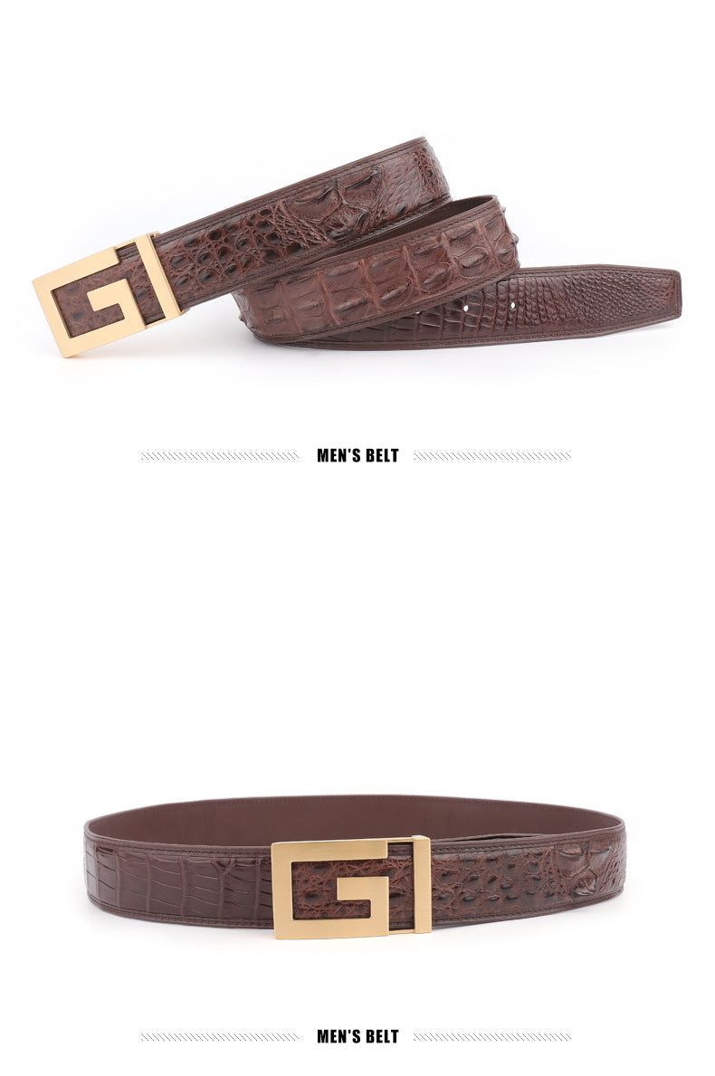 New Men's Belt Crocodile Skin Genuine Leather Unjointed Fashion Casual Men's Belt