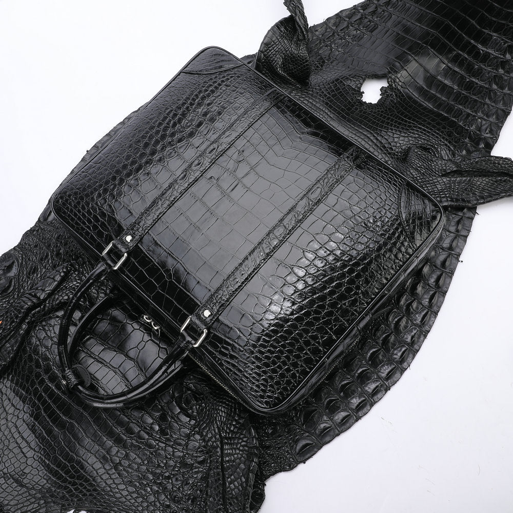 Siamese Crocodile Belly Skin Genuine Leather Men's Briefcase High Quality Men's Office Bag Business Bag File Bag Handbag