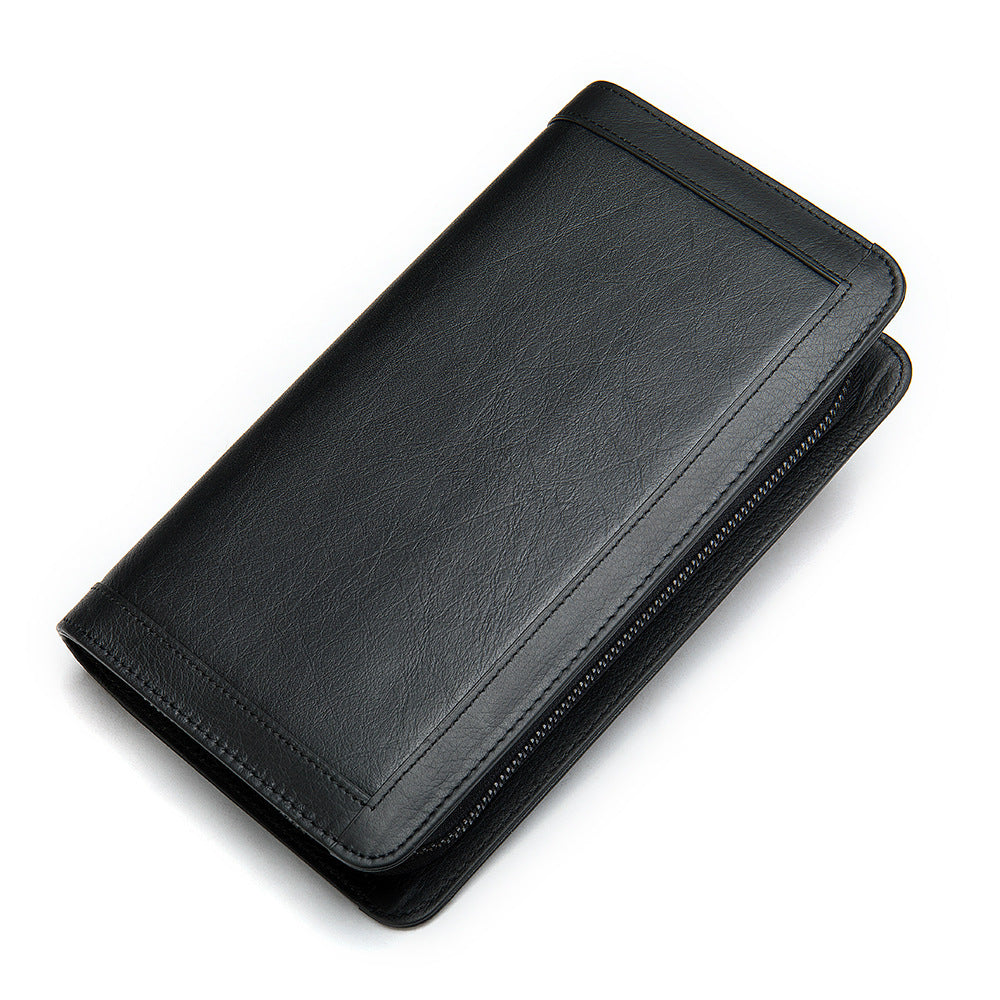 Men's long wallet genuine cowhide leather clutch bag business multifunctional zipper men's wallet