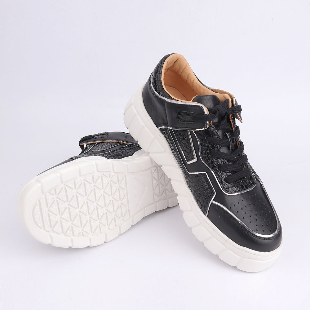 2023 New Crocodile Belly Skin Men's Casual Shoes Excellent Breathability Fashion Platform Men's Shoes