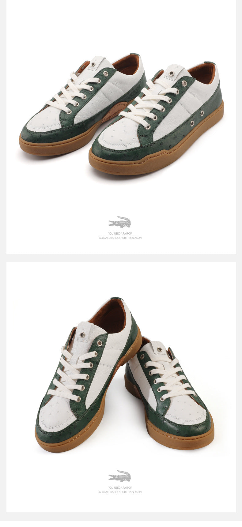 South African Ostrich Skin Genuine Leather Men's Sneakers Sports Casual Shoes Flat Bottom Shoes