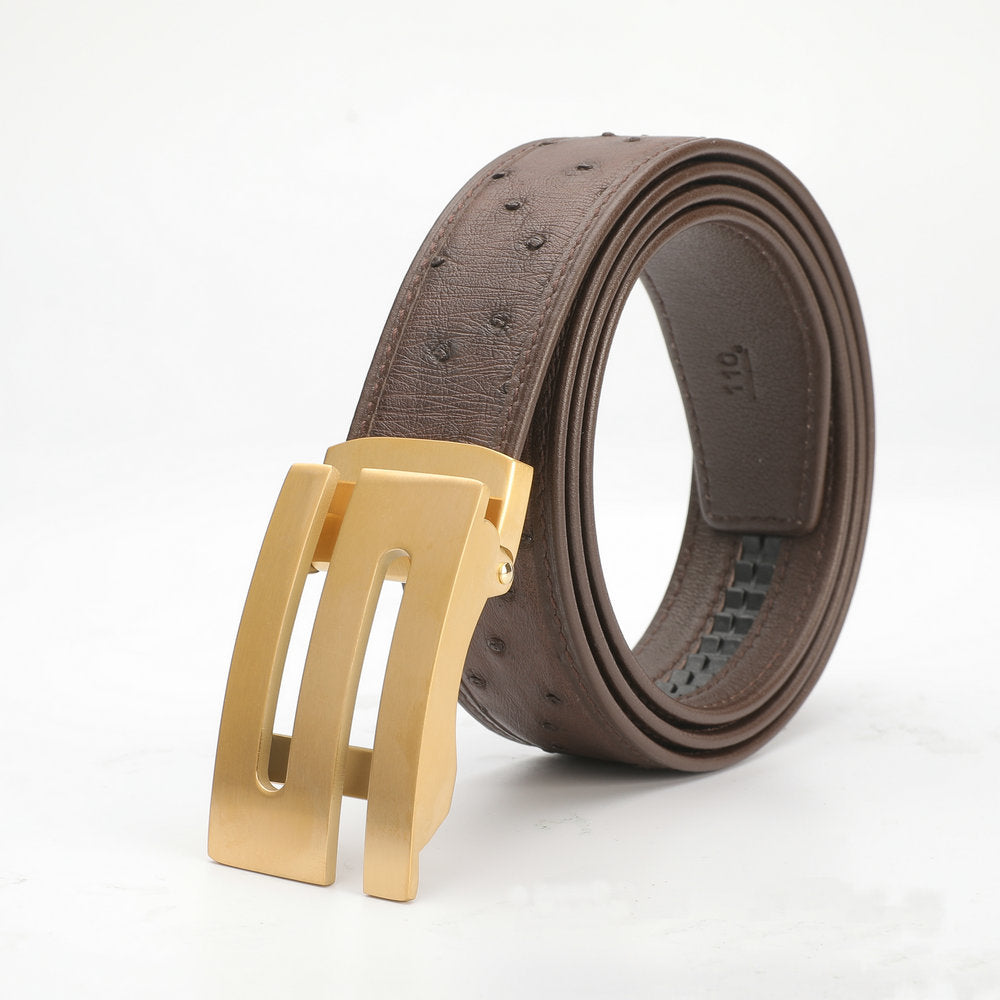 New Ostrich Skin Genuine Leather Men's Belt Automatic Buckle Width 3.4cm Business Casual Luxury Men's Belt