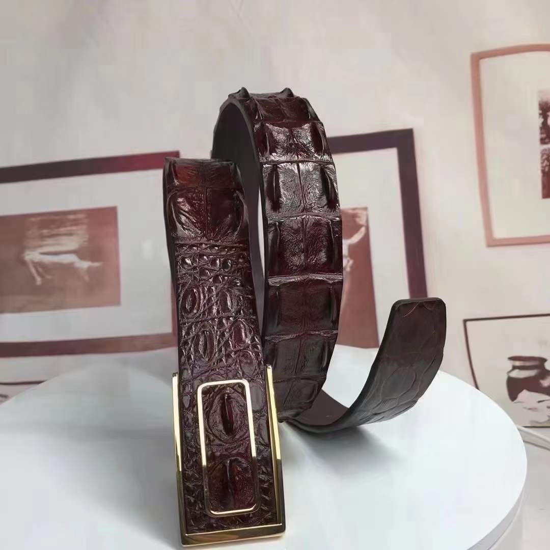Men's Belt Nile Big Bone Crocodile Spine Genuine Leather Smooth Buckle Business Casual High Quality Men's Belt