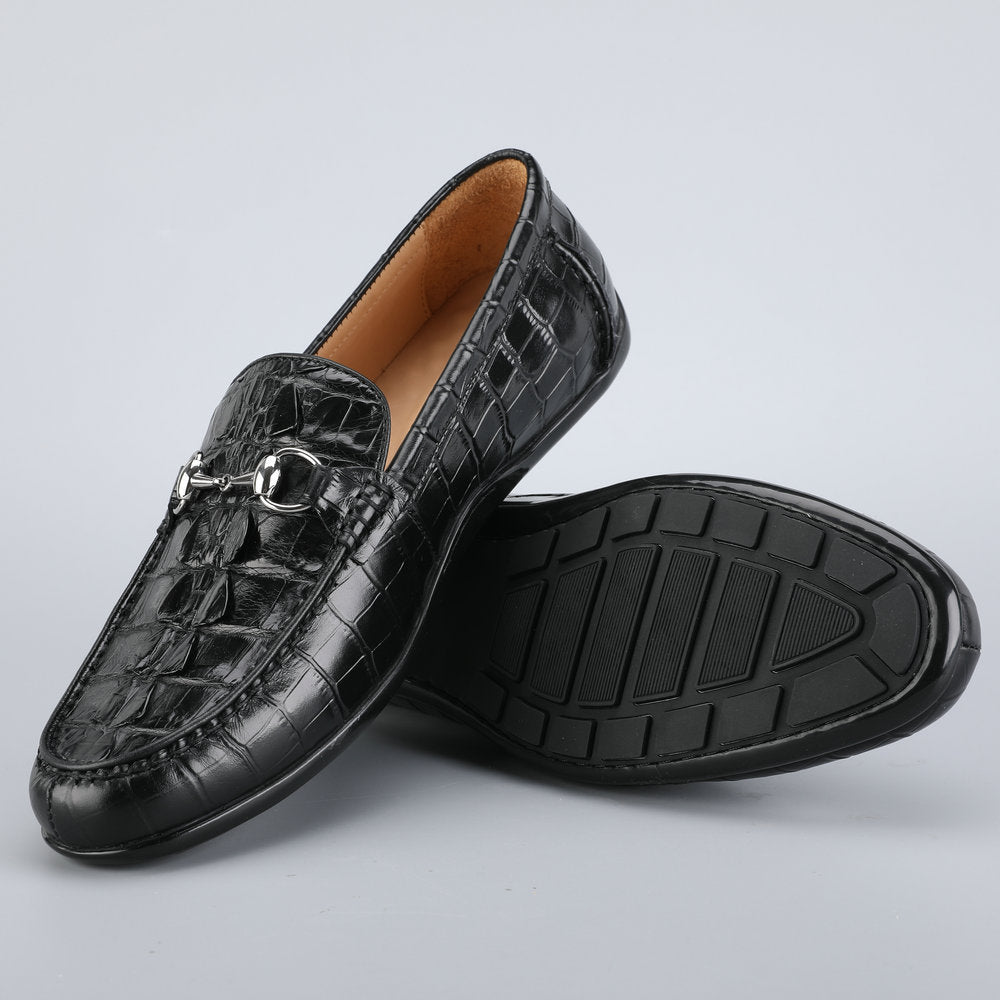 Men's Leather Shoes Crocodile Skin Genuine Leather Moccasins Handmade Casual Men's Shoes