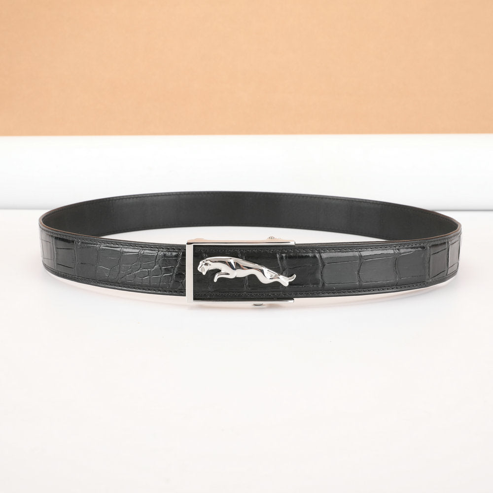 Men's Belt Siamese Crocodile Skin Genuine Leather Automatic Buckle Casual Men's Belt