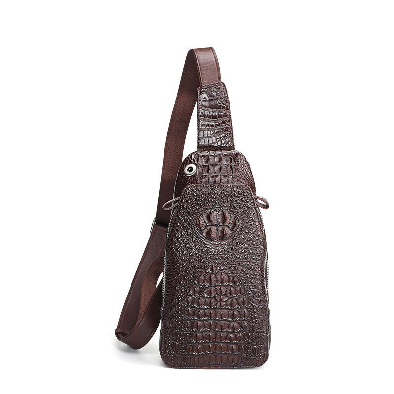Crocodile bone skin bust bag genuine leather men's bag casual luxury crossbody bag