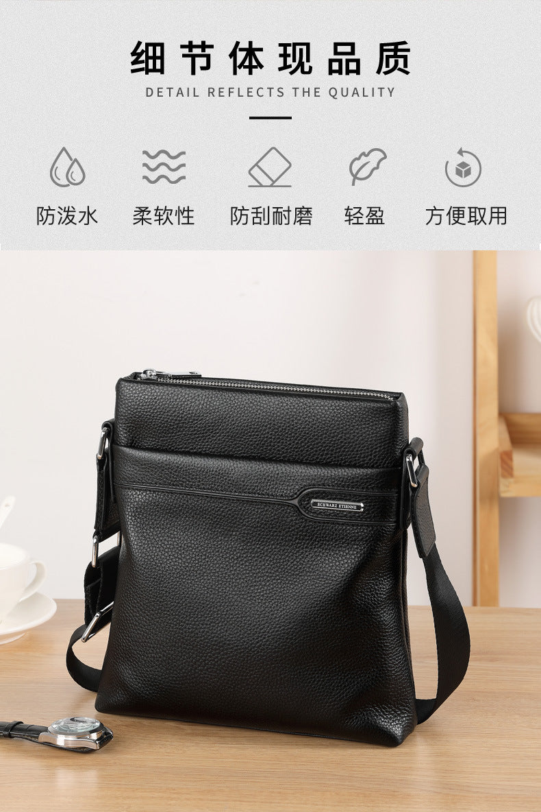 Men's Shoulder Bag Genuine Leather Cowhide Business Crossbody Bag for Men