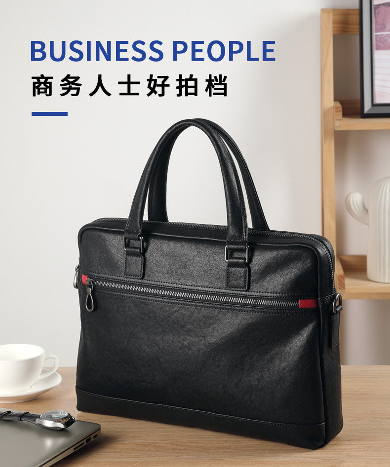 Men's Briefcase Handbag Genuine Cowhide Leather Business Casual Crossbody Bag