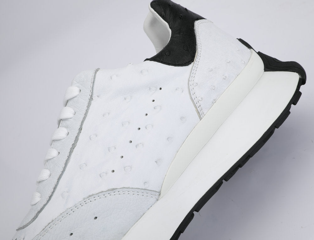 2023 New Ostrich Skin Men's Casual Shoes Genuine Leather Fashion Anti-Slip Sneakers