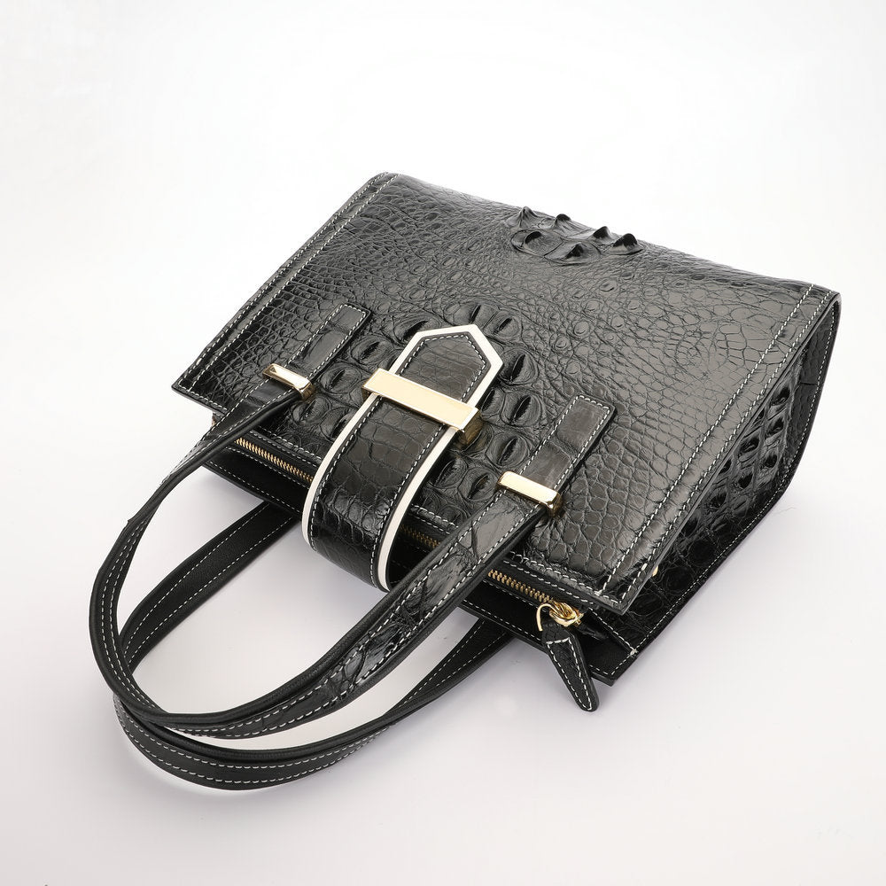Women's Leather Tote Bag Goes with Anything Siamese Crocodile Skin Shoulder Bag 2way Bag