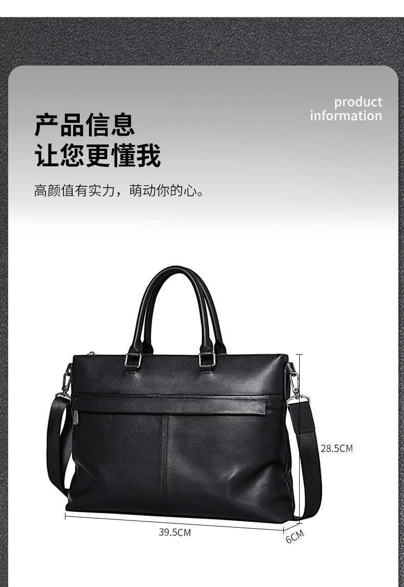 Men's Handbag Genuine Cowhide Leather Computer Bag Business Large Capacity Briefcase Crossbody Bag