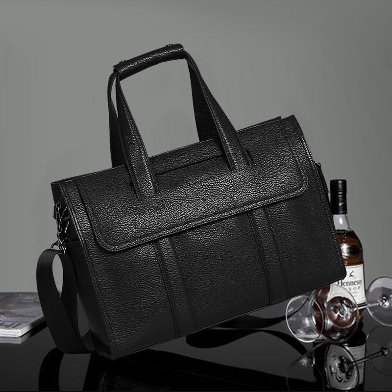 Men's Briefcase Genuine Cowhide Leather Computer Bag Business Large Capacity Handbag Crossbody Bag