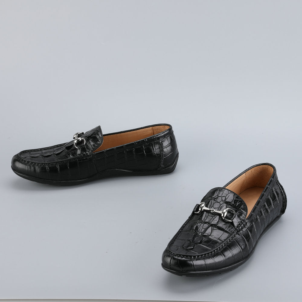 Men's Leather Shoes Crocodile Skin Genuine Leather Moccasins Handmade Casual Men's Shoes