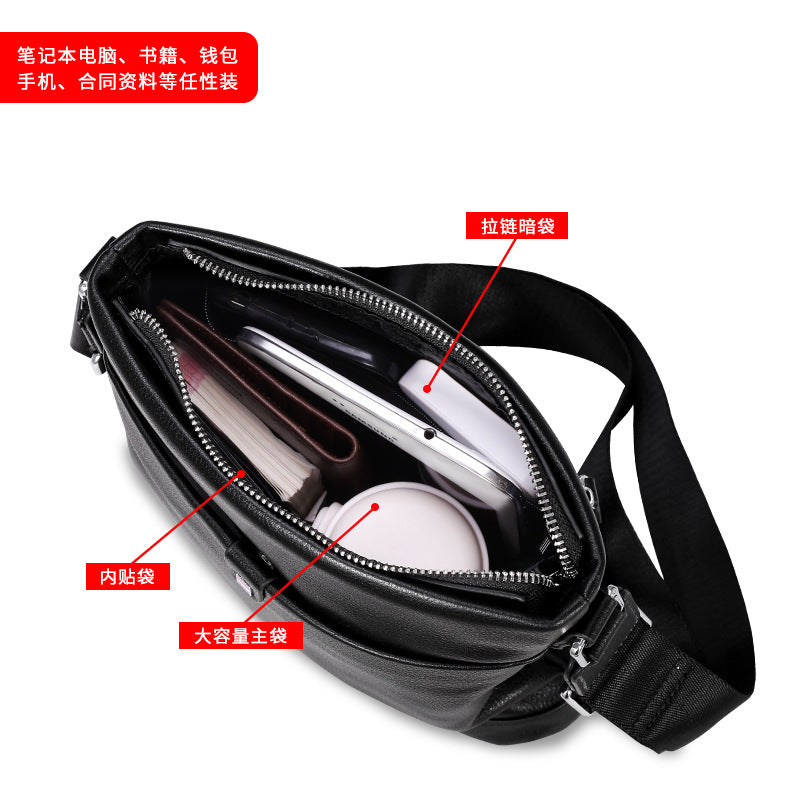 Men's Shoulder Bag Made of Genuine Cowhide Leather Large Capacity Casual Bag for Men