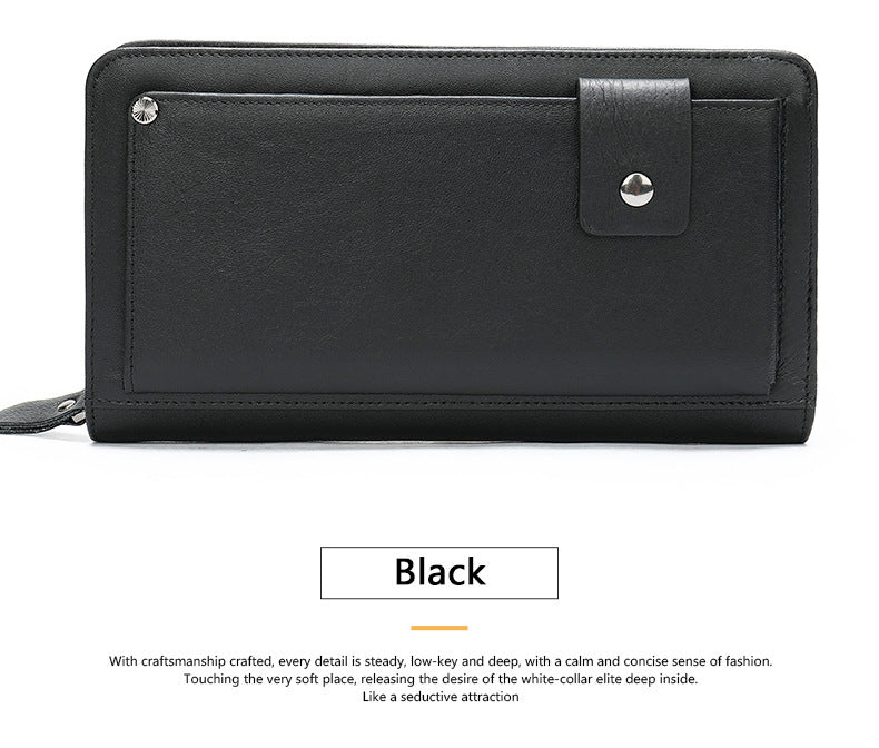 Men's long wallet cowhide clutch bag business casual fashion retro card holder men's wallet