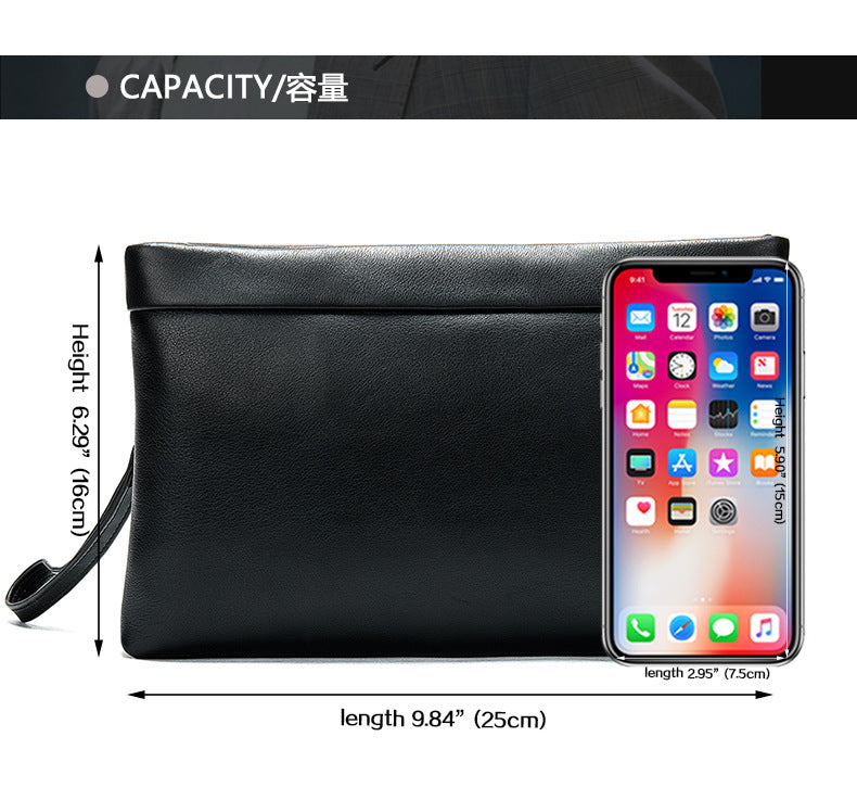 Men's clutch bag cowhide genuine leather Korean fashion business large capacity men's handbag