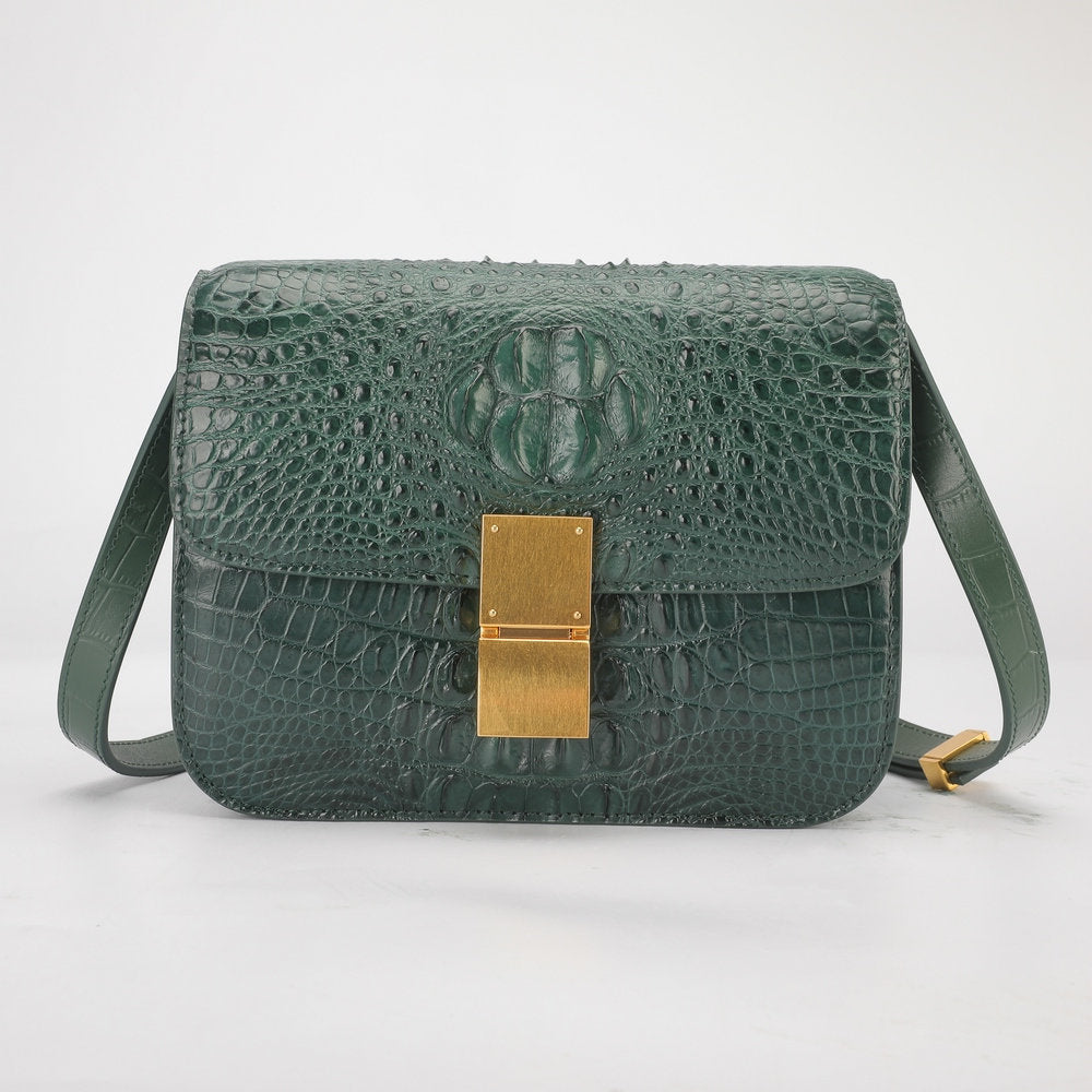 Siamese crocodile skin small square bag tofu bag shoulder bag ladies diagonal shoulder bag