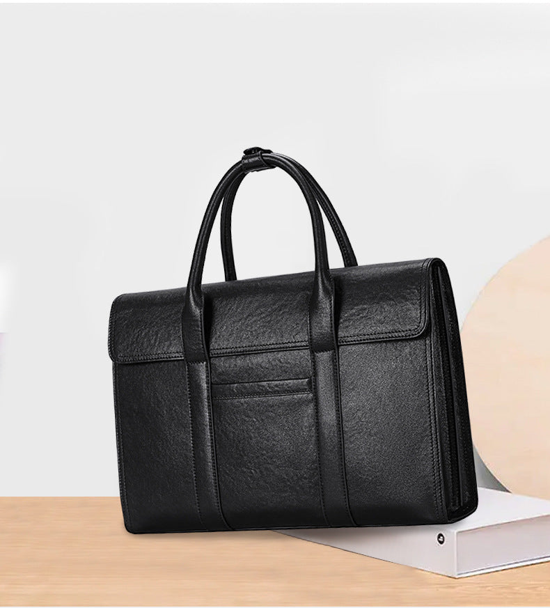 Men's handbag, genuine cowhide leather, high quality, large capacity, briefcase, handbag for men