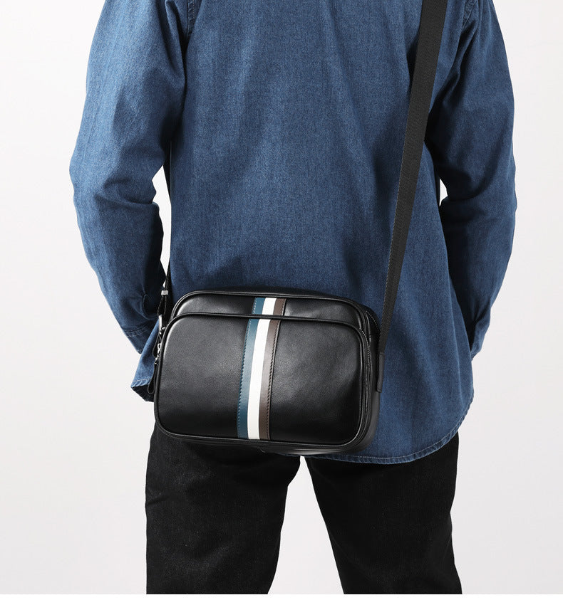 Men's shoulder bag, genuine cowhide leather, business fashion, large capacity, crossbody bag
