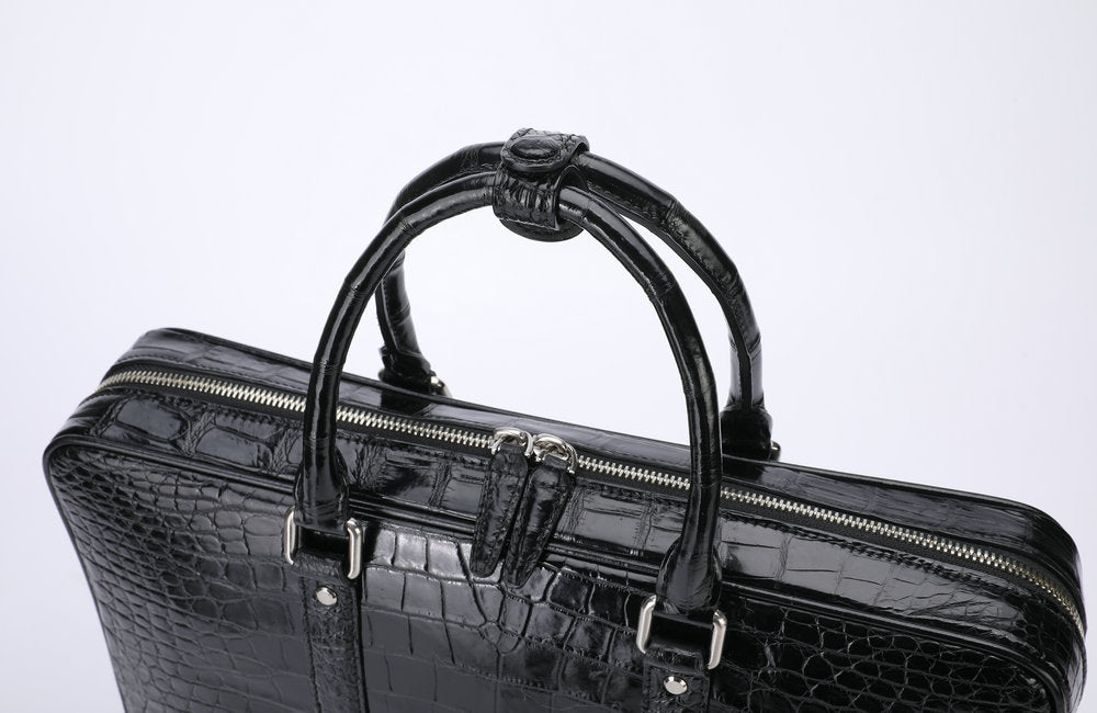 Siamese Crocodile Belly Skin Genuine Leather Men's Briefcase High Quality Men's Office Bag Business Bag File Bag Handbag